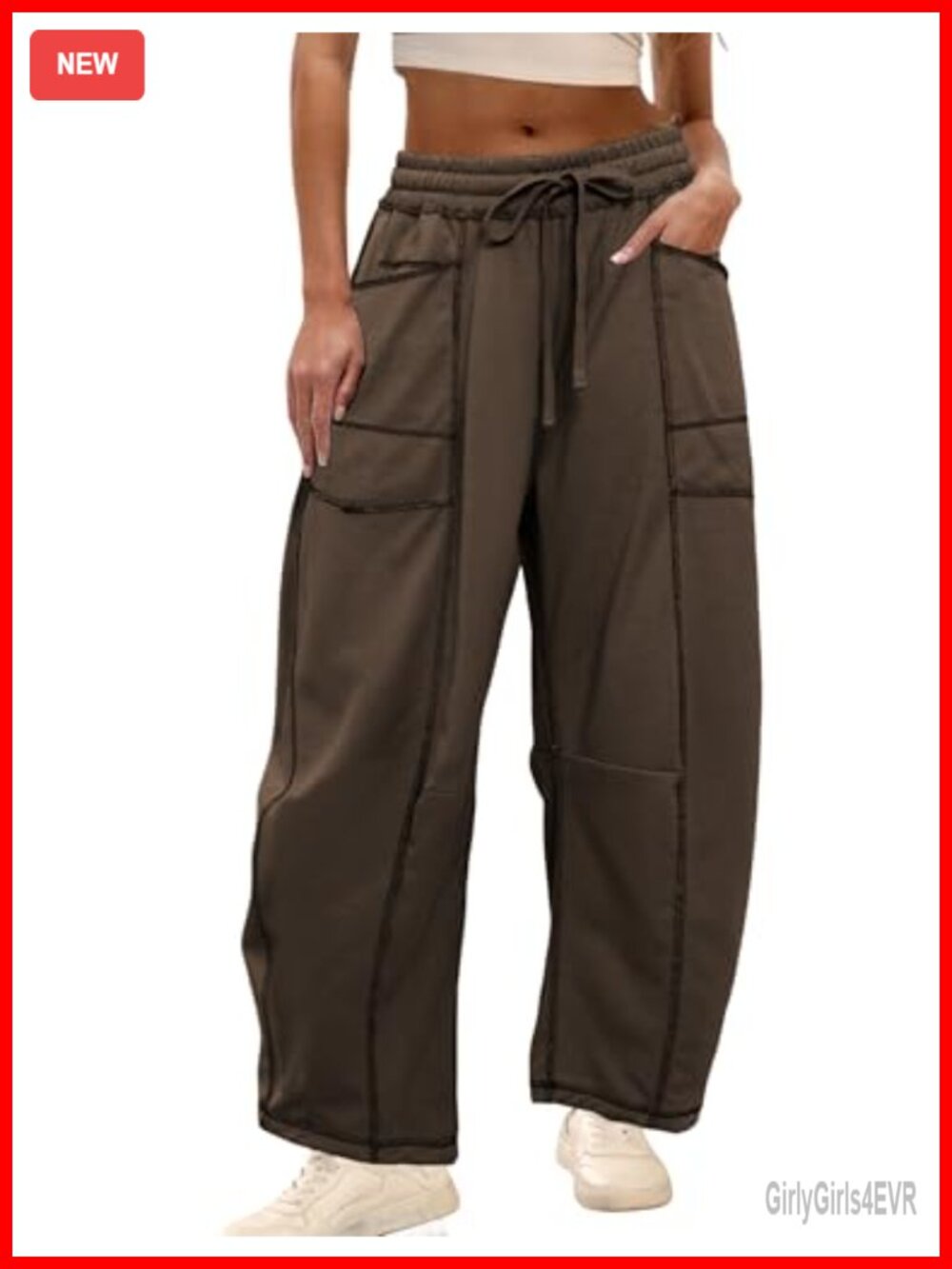 Wide Leg Baggy Barrel Sweatpants Drawstring Lounge Pants Pockets